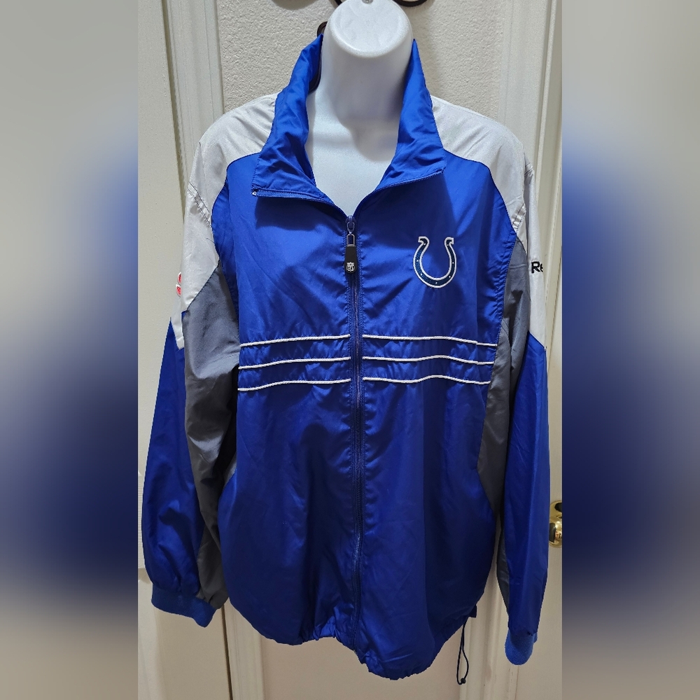 NFL Indianapolis Colts Team Apparel Reebok Windbreaker Jacket Mens Large EUC - Picture 2 of 15